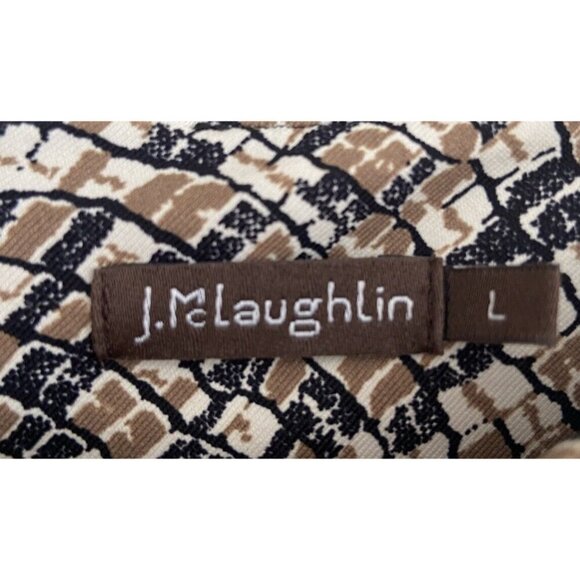 J.McLaughlin Sheath Dress 3/4 Sleeve Tan Black Cream Large L - Picture 2 of 4